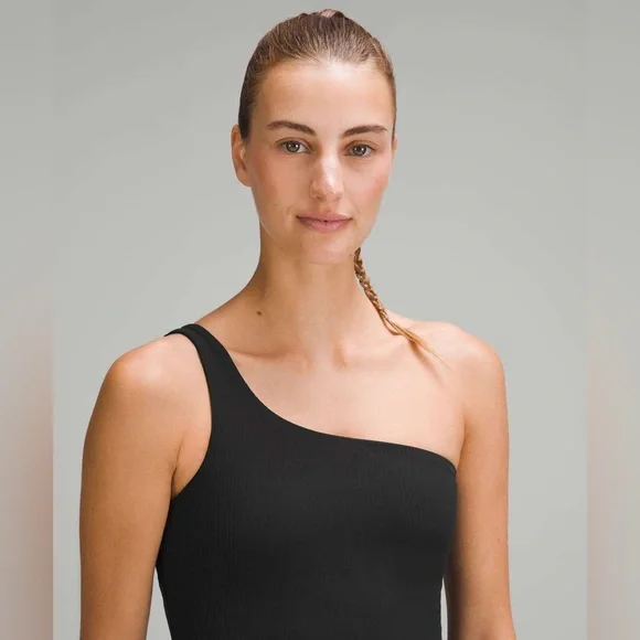 Lululemon Ribbed Nulu Asymmetrical Yoga Tank Top in Black Size 2 - Picture 6 of 9